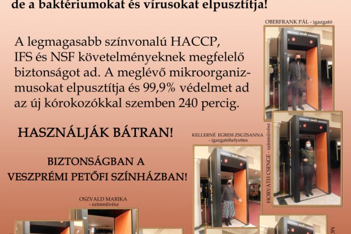 Fertőtlenítő kapu a Veszprémi Petőfi Színházban