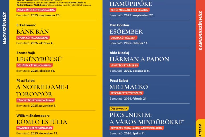 2025/2026-os évadterv a Pécsi Nemzeti Színházban
