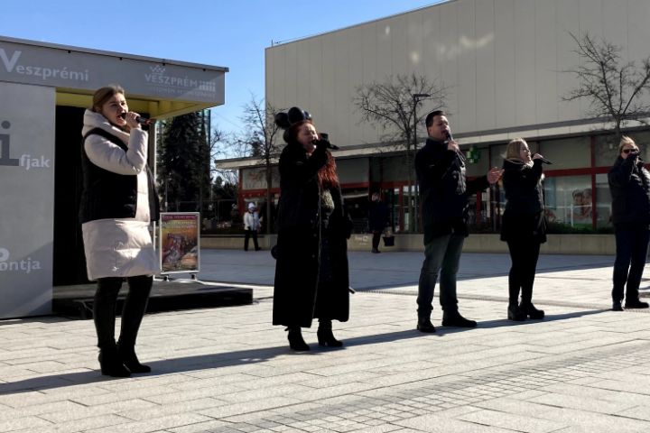 Veszprémi Karnevál a belvárosban: „Maradj otthon, majd mi megyünk!” program a VIP pavilon előtt